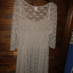 Purple grey lace formal dress